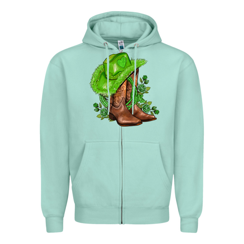 Green  Cowgirl And Roses Zipper Hoodie by AdoDesignShop | Teevron