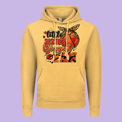 Little Sister Biggest Fan Basketball Vintage Hoodie Designed By Fadigitalartstudio
