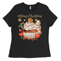 Black merry christmas cupcake Ladies Tee - CowGirlArtShop