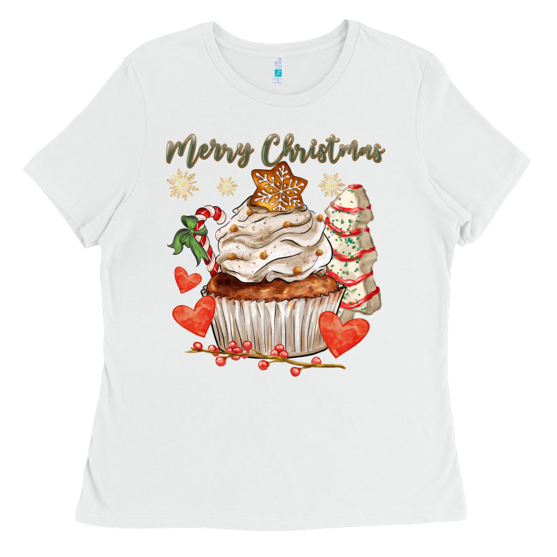 Merry Christmas Cupcake Ladies Tee by CowGirlArtShop | Teevron