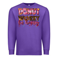 Purple donut worry be happy Premium Sweatshirt - AdoDesignShop