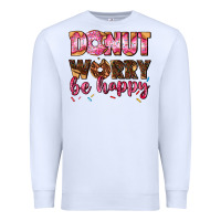 White donut worry be happy Premium Sweatshirt - AdoDesignShop