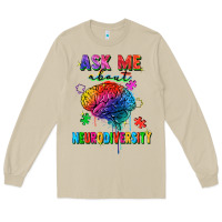 Mushroom ask me about neurodiversity Long Sleeve Tee - FaDigitalArtStudio