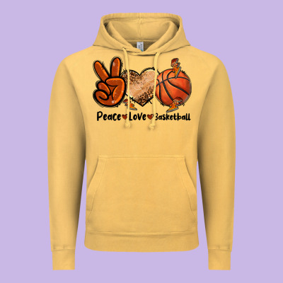 Peace Love Basketball Vintage Hoodie Designed By Fadigitalartstudio