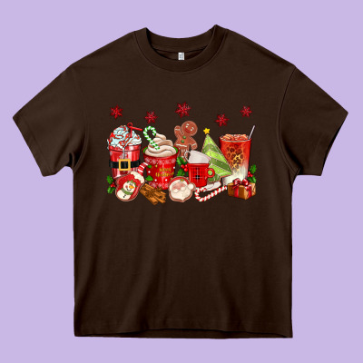 Christmas Coffee Cups Heavy Core Tee Designed By Texasbilliewilder
