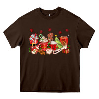 Chocolate Brown Christmas coffee cups Heavy Core Tee - texasbilliewilder