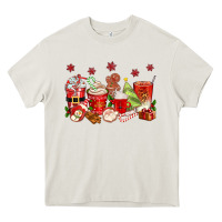 Cream Christmas coffee cups Heavy Core Tee - texasbilliewilder