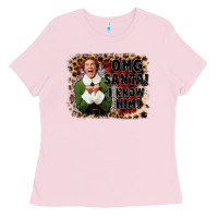 Bubblegum Pink omg santa i know him elf Ladies Tee - CowGirlArtShop