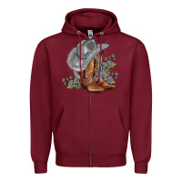 Burgundy gray cowgirl and roses Zipper Hoodie - AdoDesignShop