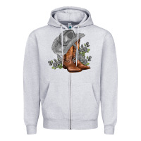 Heather Grey gray cowgirl and roses Zipper Hoodie - AdoDesignShop