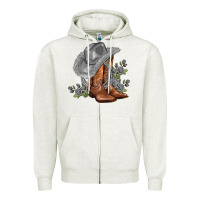 Oatmeal Heather gray cowgirl and roses Zipper Hoodie - AdoDesignShop
