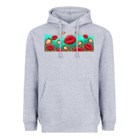 Heather Grey lips and strawberries Heavyweight Hoodie - AdoDesignShop