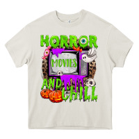 Cream Horror movies and chill Heavy Core Tee - NancyCooperArtShop