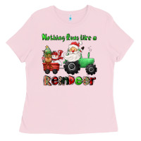 Bubblegum Pink nothing runs like a reindeer Ladies Tee - CowGirlArtShop