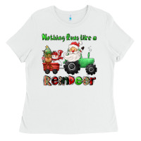 White nothing runs like a reindeer Ladies Tee - CowGirlArtShop
