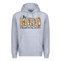 Heather Grey the lord is my light and my salvation Premium Hoodie - CowhideDigitalArt