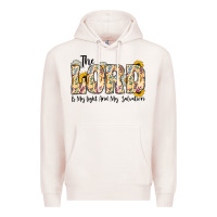 Pale Pink the lord is my light and my salvation Premium Hoodie - CowhideDigitalArt