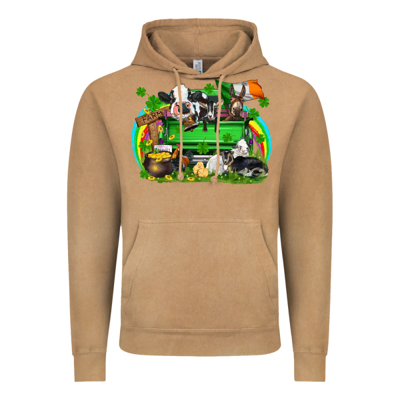 St. Patrick's Day Farm Animal Truck Vintage Hoodie by FaDigitalArtStudio | Teevron