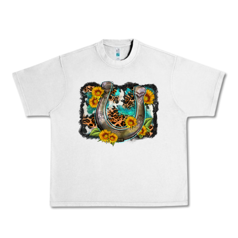 Western Leopard Cowhide Turquoise Background Horse Urban Heavy Tee by OliviaCreatesArt | Teevron