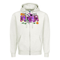 Oatmeal Heather halloween mama Zipper Hoodie - AdoDesignShop
