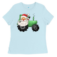 Baby Blue santa tractor Ladies Tee - CowGirlArtShop