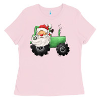 Bubblegum Pink santa tractor Ladies Tee - CowGirlArtShop