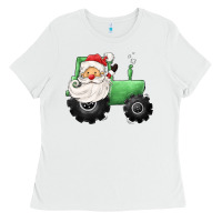 White santa tractor Ladies Tee - CowGirlArtShop