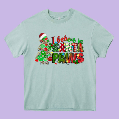 I Believe In Santa Paws Heavy Core Tee Designed By Texasbilliewilder