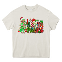 Cream i believe in santa paws Heavy Core Tee - texasbilliewilder