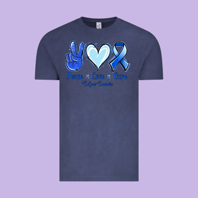 Peace Love Cure Colon Cancer Vintage Tee Designed By Jasminsmagicworld