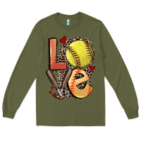 Army Green love softball Long Sleeve Tee - FaDigitalArtStudio