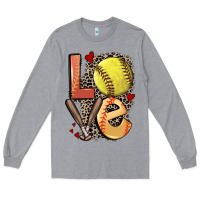 Heather Grey love softball Long Sleeve Tee - FaDigitalArtStudio