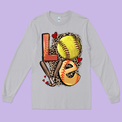 Love Softball Long Sleeve Tee Designed By Fadigitalartstudio
