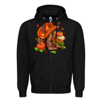 Black fall pumpkins  cowgirl  and roses Zipper Hoodie - AdoDesignShop