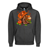 Charcoal Heather fall pumpkins  cowgirl  and roses Zipper Hoodie - AdoDesignShop