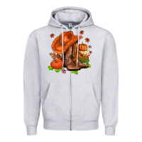 Heather Grey fall pumpkins  cowgirl  and roses Zipper Hoodie - AdoDesignShop