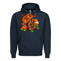 Navy fall pumpkins  cowgirl  and roses Zipper Hoodie - AdoDesignShop