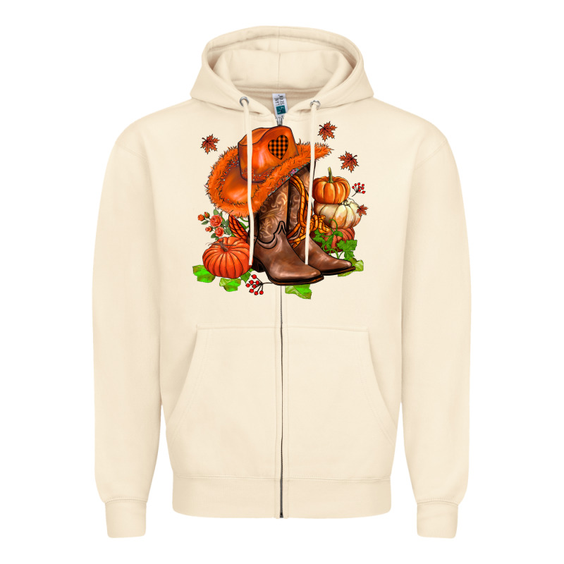 Fall Pumpkins  Cowgirl  And Roses Zipper Hoodie by AdoDesignShop | Teevron