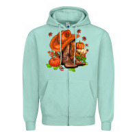 Seafoam fall pumpkins  cowgirl  and roses Zipper Hoodie - AdoDesignShop