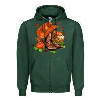 Sports Green fall pumpkins  cowgirl  and roses Zipper Hoodie - AdoDesignShop