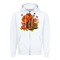 White fall pumpkins  cowgirl  and roses Zipper Hoodie - AdoDesignShop