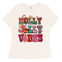 Bone holly jolly vibes pink christmas Ladies Tee - CowGirlArtShop