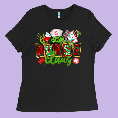 Nurse Claus Christmas Ladies Tee Designed By Cowgirlartshop