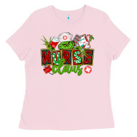 Bubblegum Pink nurse claus christmas Ladies Tee - CowGirlArtShop