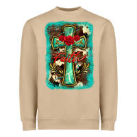 Mushroom cross faith background Heavyweight Sweatshirt - BarkalooDesign