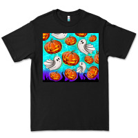 Black halloween pumpkins with ghosts Premium Tee - TumblerDesignByShophia