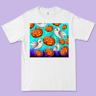 Halloween Pumpkins With Ghosts Premium Tee Designed By Tumblerdesignbyshophia