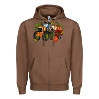 Chestnut fall tractor with pumpkin Zipper Hoodie - AdoDesignShop