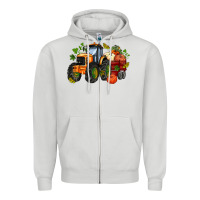 Dove Grey fall tractor with pumpkin Zipper Hoodie - AdoDesignShop