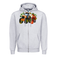 Heather Grey fall tractor with pumpkin Zipper Hoodie - AdoDesignShop